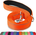 Double-Sided Reflective Dog Leash, 6 FT/5 FT/4 FT, Padded Handle Nylon Heavy Duty Leashes for Medium & Large Dogs Walking, Orange, 5FT